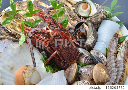 海の恵み満載、磯の香り漂う豪華盛り合わせ 116203782