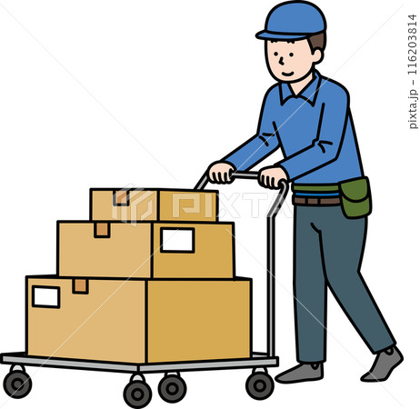 荷物を運ぶ運送会社の社員 シンプルイラスト 荷物を運ぶ運送会社の社員 シンプルイラスト 116203814