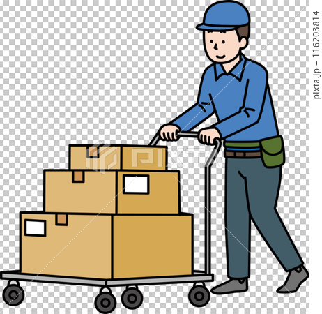 荷物を運ぶ運送会社の社員 シンプルイラスト 荷物を運ぶ運送会社の社員 シンプルイラスト 116203814