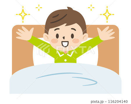 ベッドで元気な男の子のイラスト 116204140