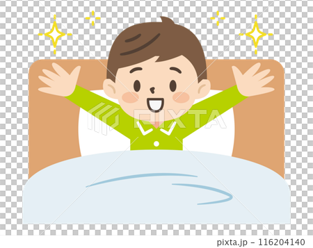 ベッドで元気な男の子のイラスト 116204140