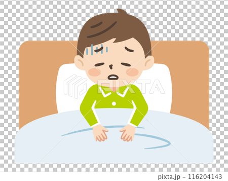 一個臥床不起的男孩的插圖 116204143