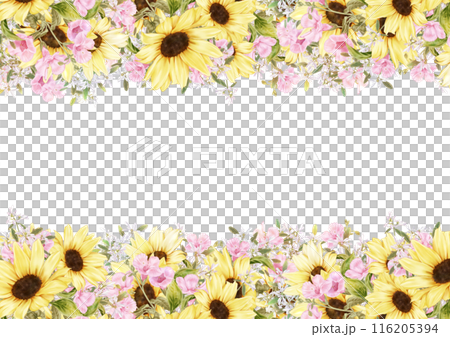 Summer flower frame with sunflowers and diamond snow Summer flower frame with sunflowers and diamond snow 116205394