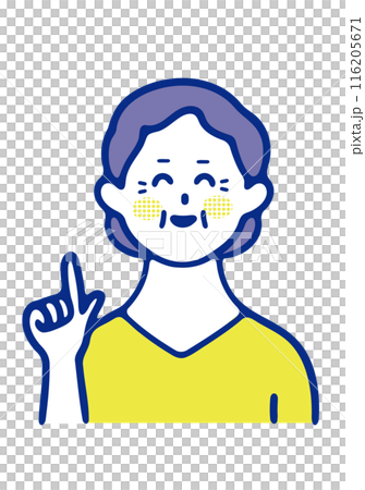 笑顔で案内をするシニア女性のシンプルなイラスト 116205671