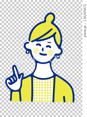 A simple illustration of a smiling woman giving directions A simple illustration of a smiling woman giving directions 116205672