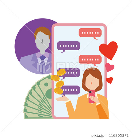 ロマンス詐欺のイメージイラスト 116205871