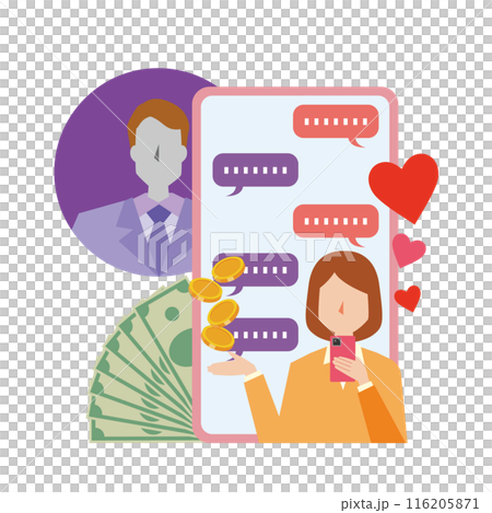 ロマンス詐欺のイメージイラスト 116205871