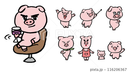 丸くてかわいい豚のキャラ素材 丸くてかわいい豚のキャラ素材 116206367