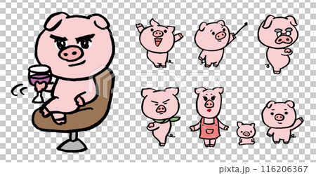 丸くてかわいい豚のキャラ素材 丸くてかわいい豚のキャラ素材 116206367