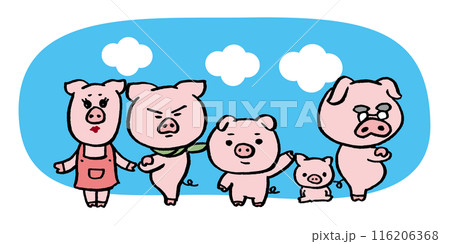 丸くてかわいい豚のキャラ素材 116206368