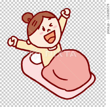 Various poses and gestures of a cute girl with a bun hairstyle 116206574