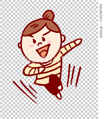 可愛的包子女孩的各種姿勢和手勢 116206584