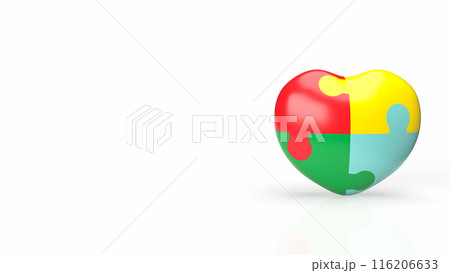 The puzzle heart multicolour  for empathy and teamwork 3d rendering. 116206633