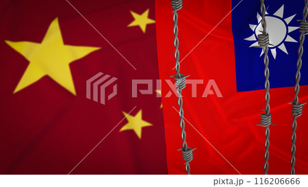 The china and Taiwan flag for Background concept 3d rendering. 116206666