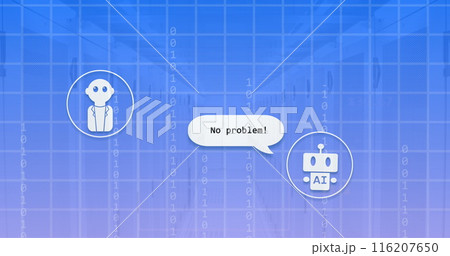 Image of ai icons and data processing over computer servers 116207650