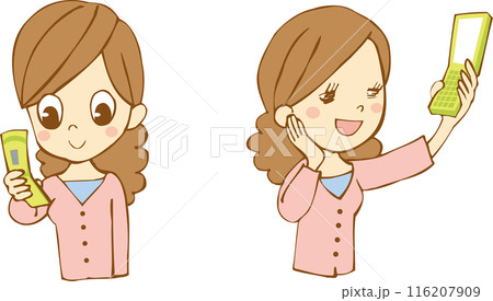 ガラケーを使う女性 116207909
