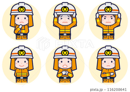 女性消防士のポーズセット_05 女性消防士のポーズセット_05 116208641