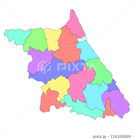 color map of gangwon, administrative map of the South Korean province of Gangwon-do 116208909