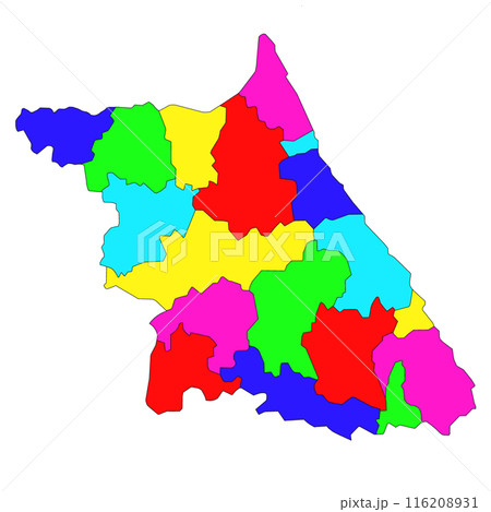 color map of gangwon, administrative map of the South Korean province of Gangwon-do 116208931