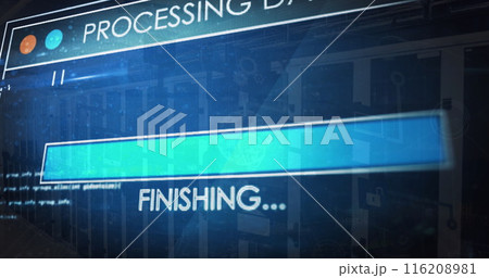 Image of text and data processing over computer servers 116208981