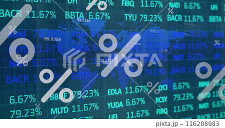 Image of world map and data processing 116208983