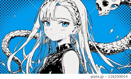 メデューサ：頭部がヘビでできているギリシャ神話に登場する怪物 116209054