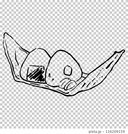 竹皮包飯糰插畫，手繪 116209159