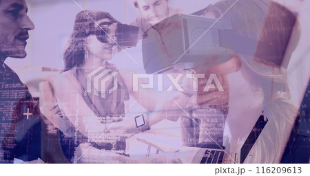 Digital composite of Science Composition Woman using Augmented Reality combined with a photo of thre 116209613