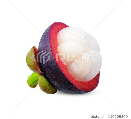 Mangosteen isolated on white background. 116209869