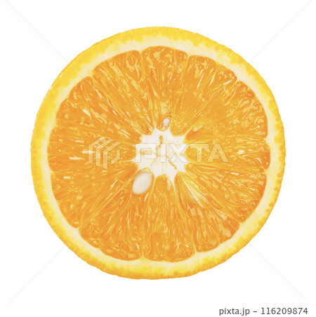 Half of orange isolated on white background. 116209874