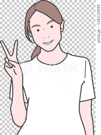 一個女人做出和平手勢的插圖 一個女人做出和平手勢的插圖 116210049
