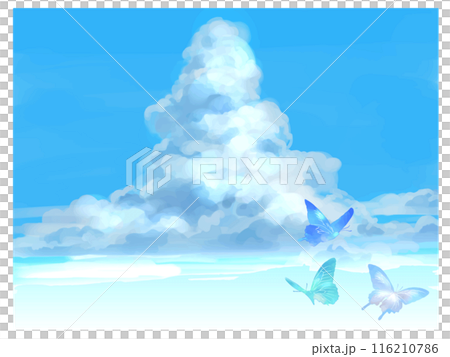 Summer cumulonimbus clouds and butterflies Summer cumulonimbus clouds and butterflies 116210786