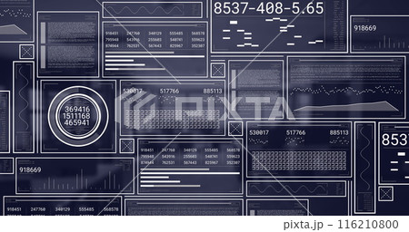 Image of data processing over empty office 116210800