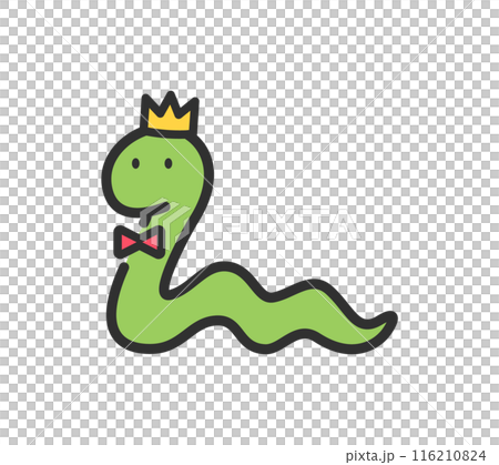 Illustration of a snake wearing a crown 116210824