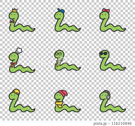 各種服裝的蛇插圖集 各種服裝的蛇插圖集 116210846