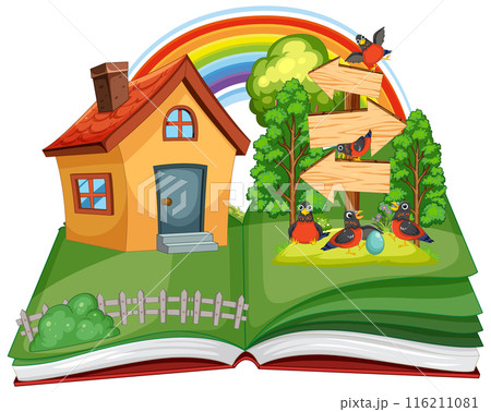 Open Book with Nature Scene 116211081