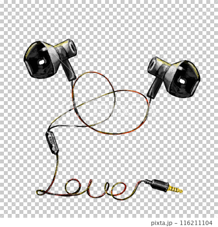 Wired earphone and love illustration 116211104