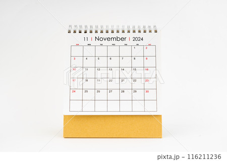 2024 November monthly desk calendar isolated on white. 116211236
