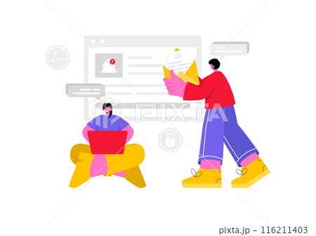 Email Service Vector Illustration with File Correspondence Delivery, Electronic Mail Messaging, and Business Marketing in a Flat Cartoon Background 116211403