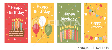 Set of vector birthday cards. Vector illustration. 116211519