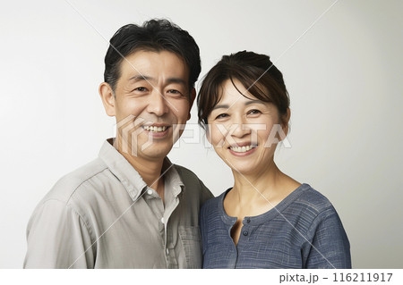 AI生成画像　ミドルエイジの日本人夫婦のポートレート 116211917