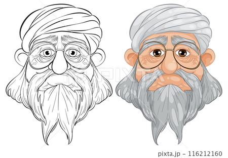 Elderly Man with Turban Illustration Elderly Man with Turban Illustration 116212160
