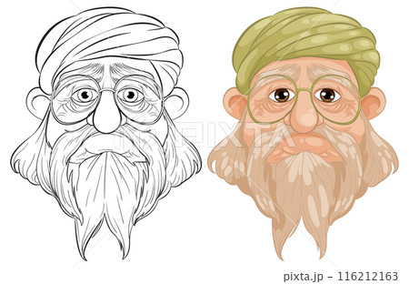 Elderly Man with Turban Illustration Elderly Man with Turban Illustration 116212163