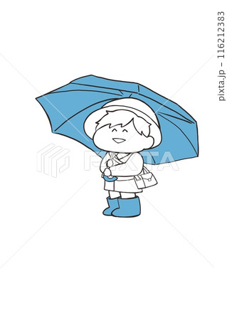 傘を持つ幼稚園児　男の子　冬服　シンプルカラー 116212383