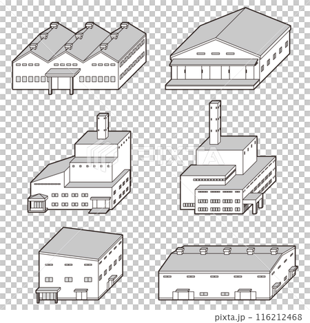 工廠的三維向量插圖。 116212468