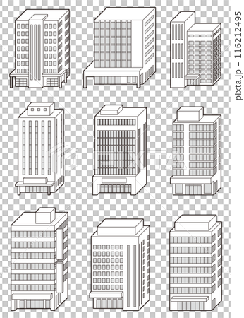 3D vector illustration of a building. Line drawing. 116212495