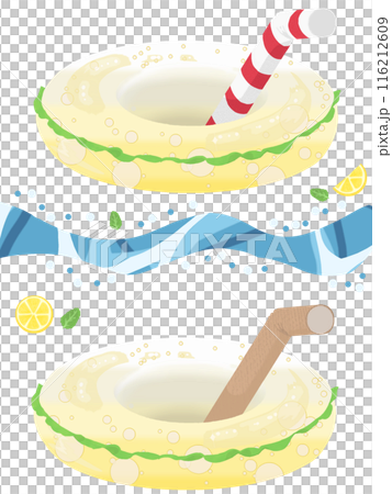 レモネード柄の浮輪のイラスト レモネード柄の浮輪のイラスト 116212609