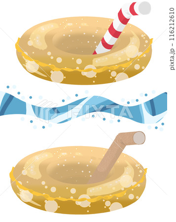 ジンジャーエール柄の浮輪のイラスト 116212610