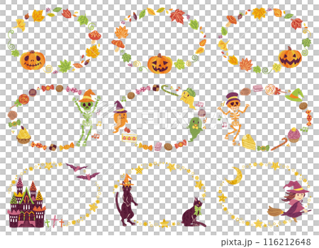 October Halloween illustration material round frame set 116212648