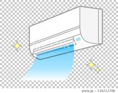 Illustration of a cooler or air conditioner with clean air after cleaning Illustration of a cooler or air conditioner with clean air after cleaning 116212786